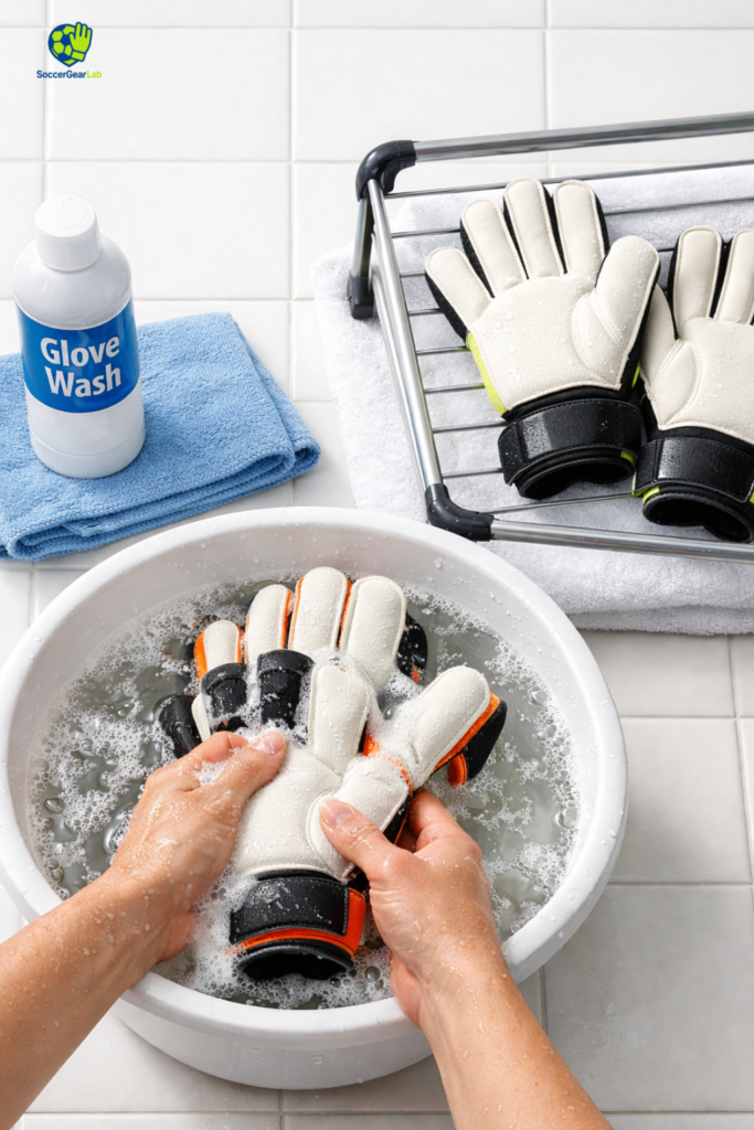 Current image: youth goalie gloves wash and care guide